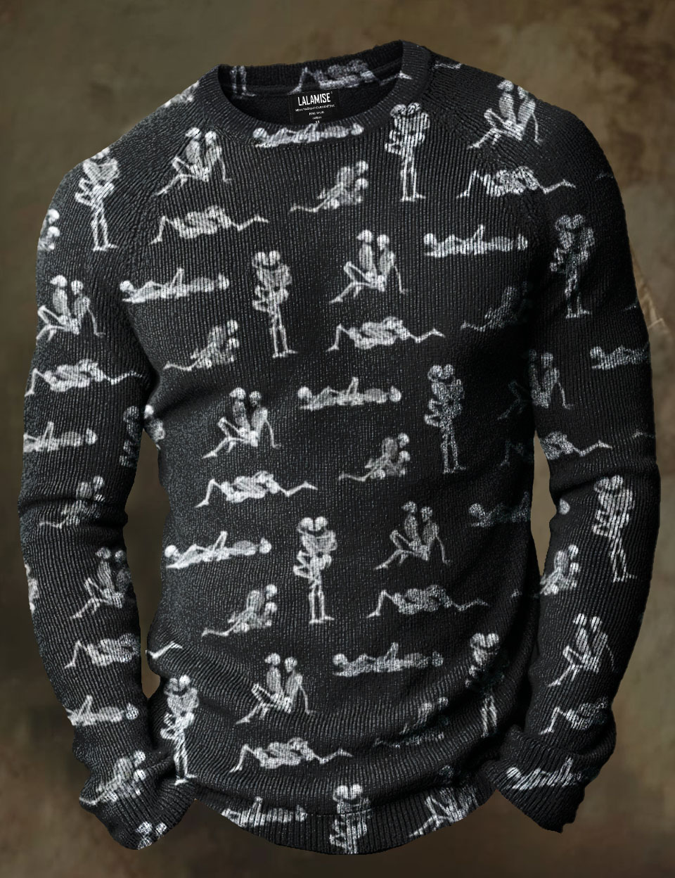 Sexy Art Print Causal Long Sleeve Cozy Knit Pullover Sweater