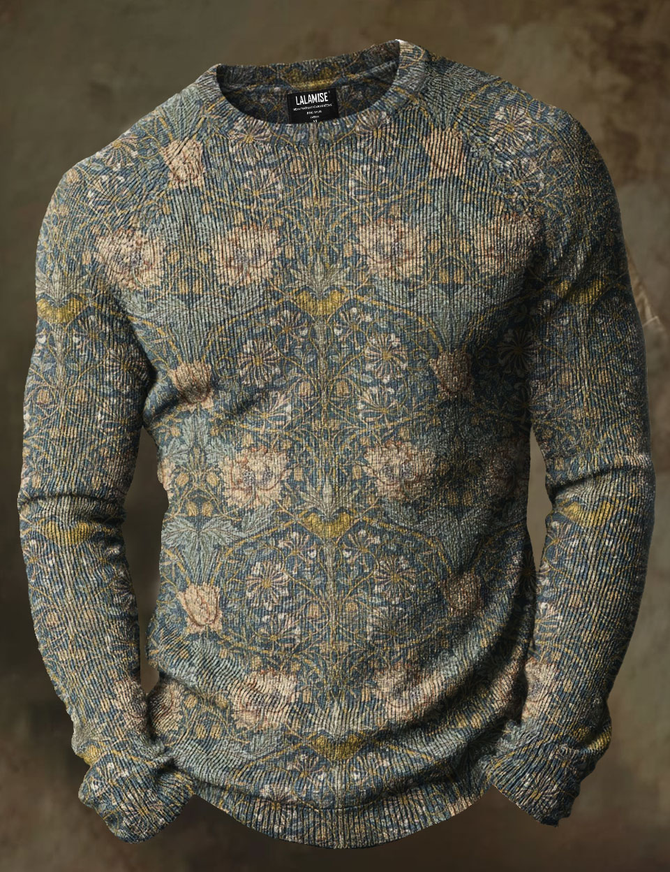 Vintage Art Print Causal Long Sleeve Cozy Knit Pullover Sweater