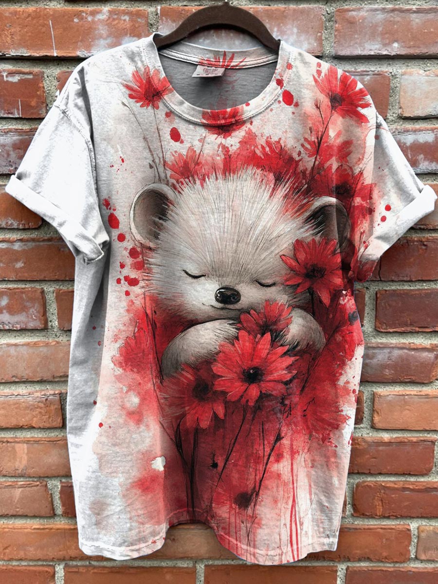 Vintage Halloween Bear Art Print Casual T-shirt For Men And Women