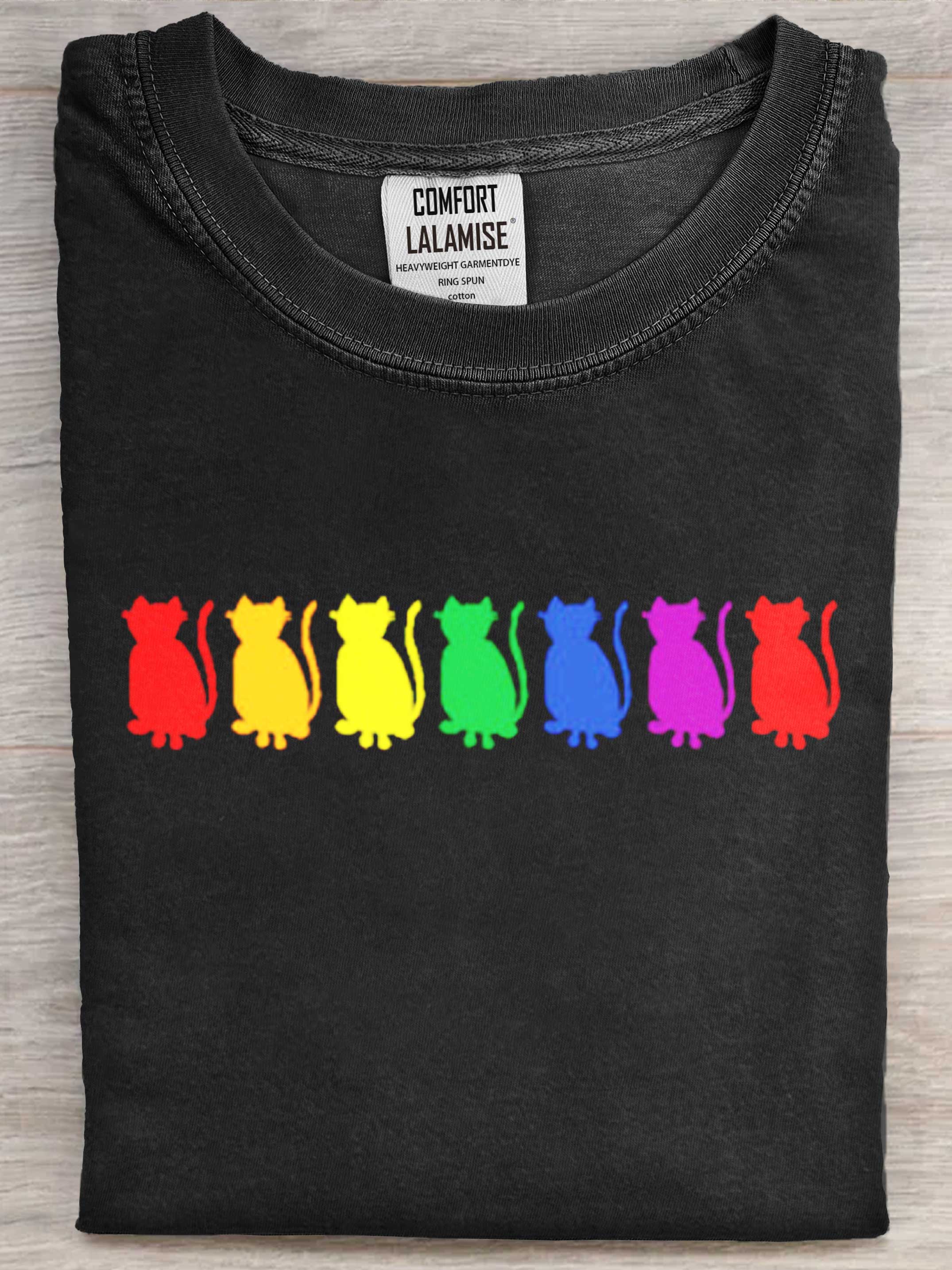 Cat Day Art Print Cotton Casaul Short Sleeve T-shirt