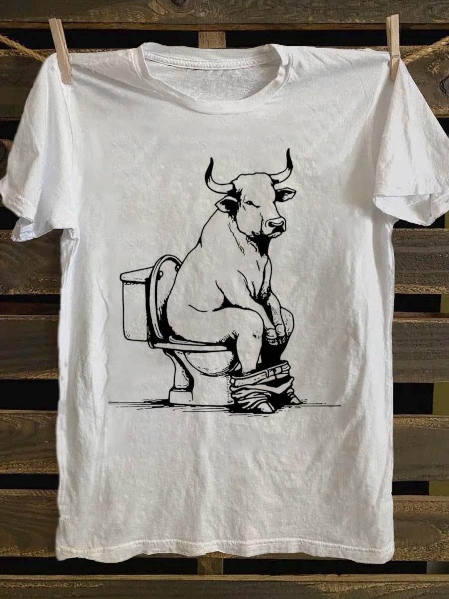 Funny Cow Print Casual Short Sleeve T-Shirt