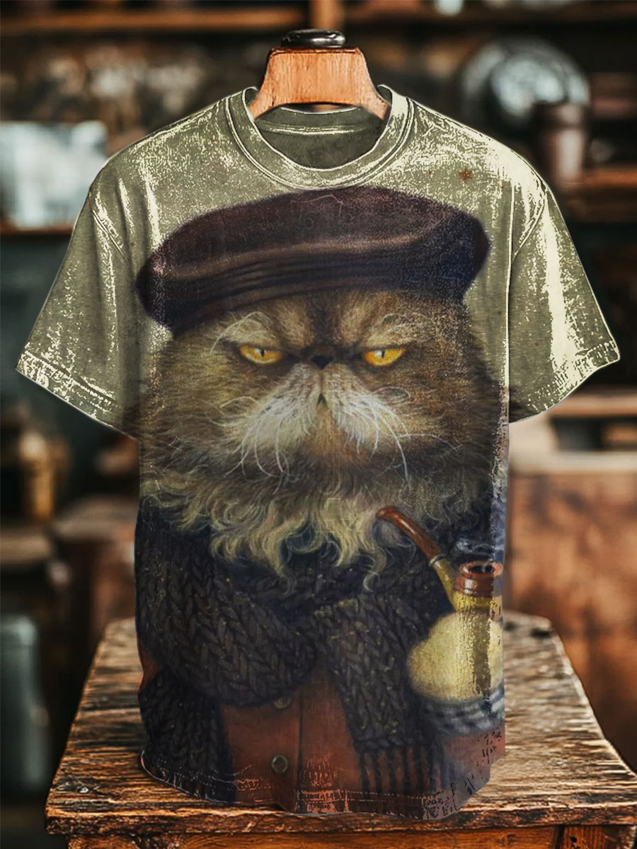 Funny Cat Print Casual T-shirt