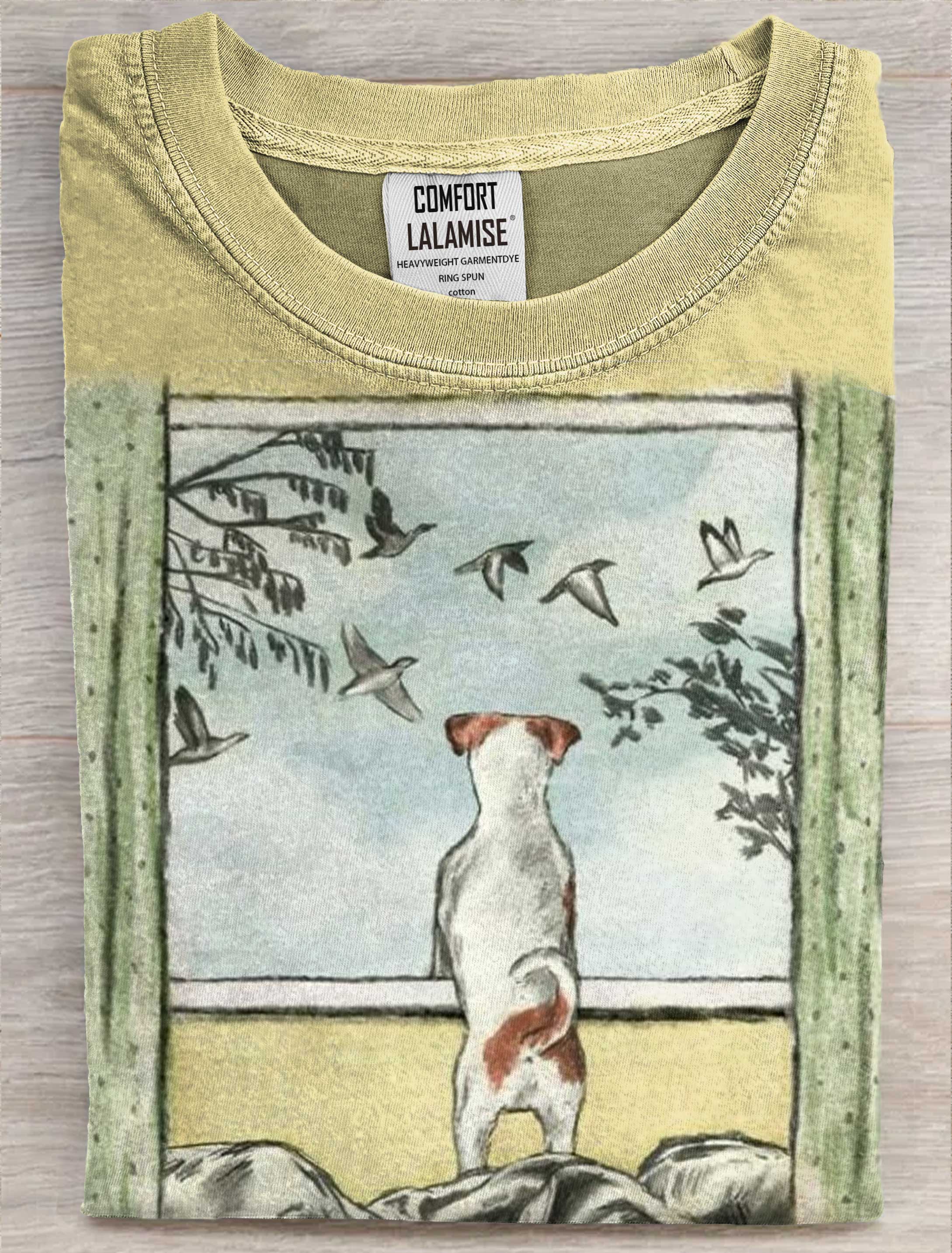 The Waiting Dog Art Print Casaul Short SleeveT-shirt