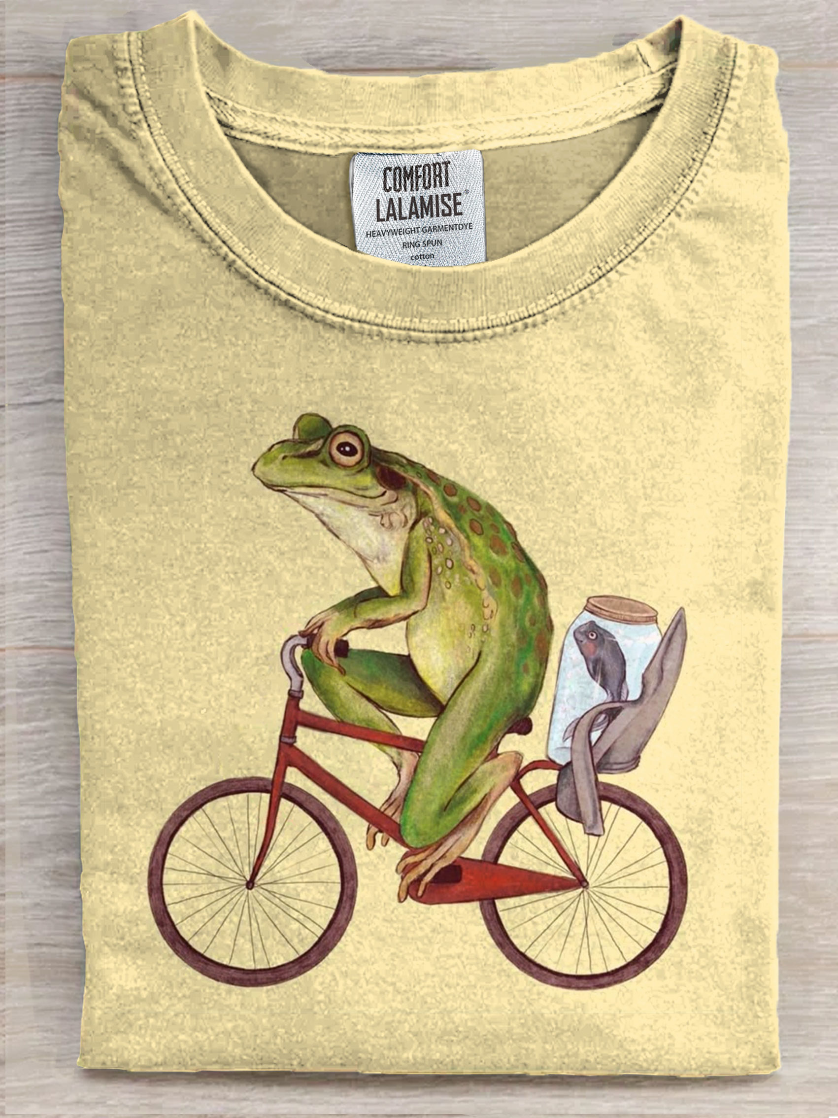 Funny Frog Ride Bike Art Print Casual Short Sleeve T-shirt