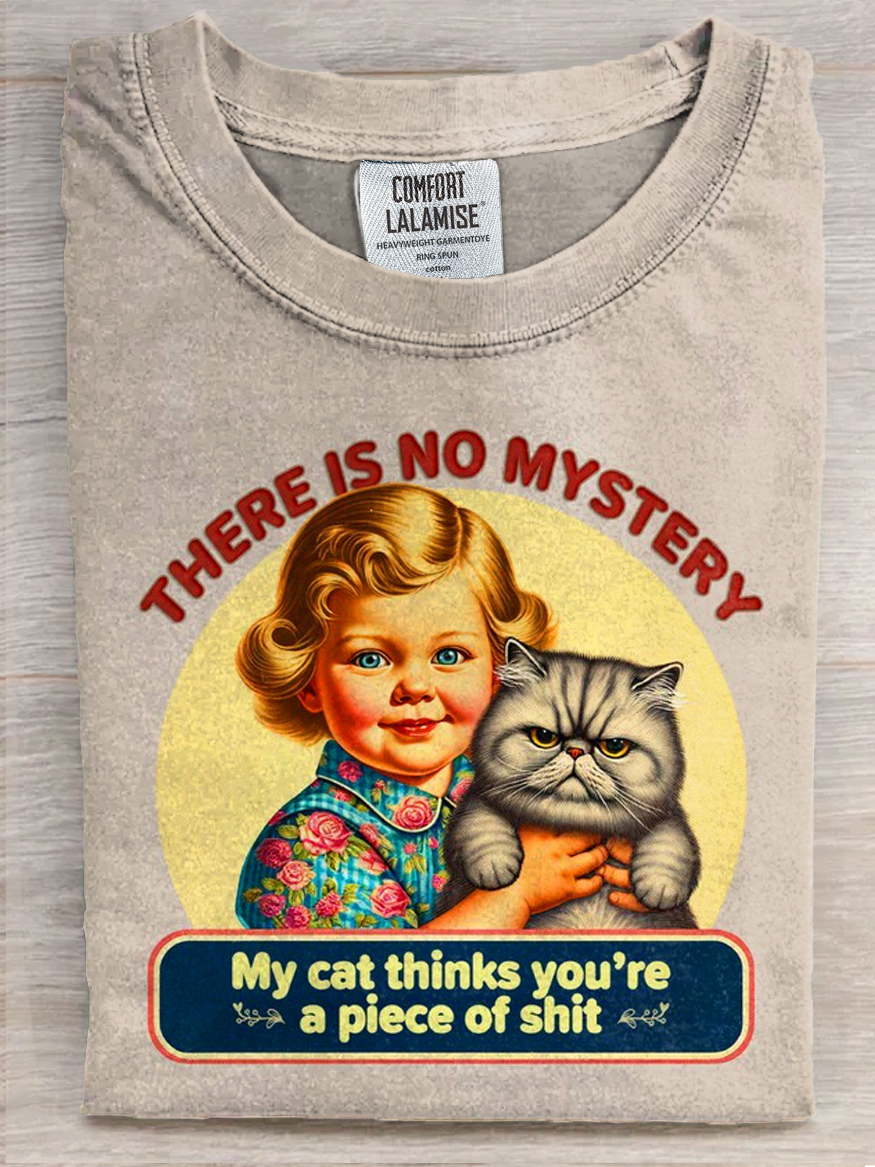 Funny Cat Humor Art Print Casual Short Sleeve T-shirt