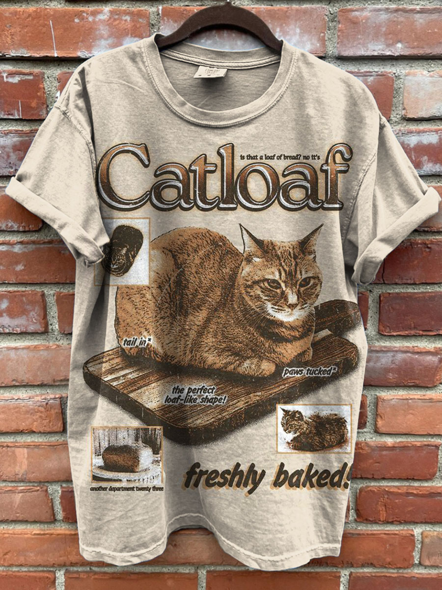 Vintage Cat Art Prints Casual T-shirt