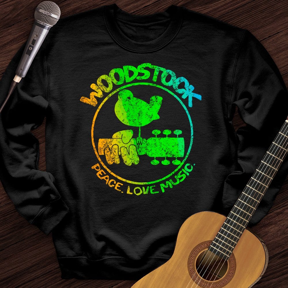 Woodstock Peace Love Music Crewneck