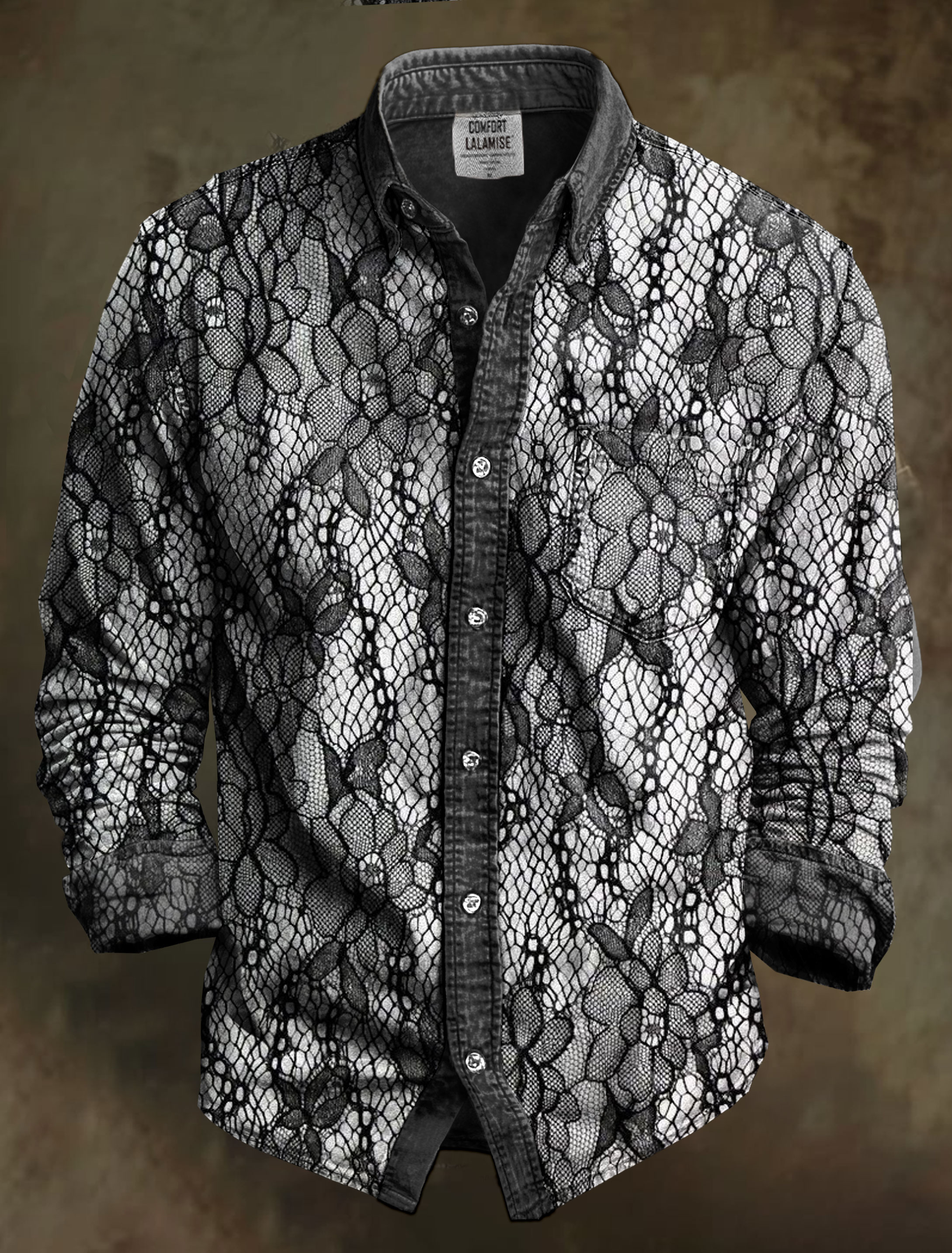 Vintage Lace Art Print 100% Cotton Long Sleeve Shirt