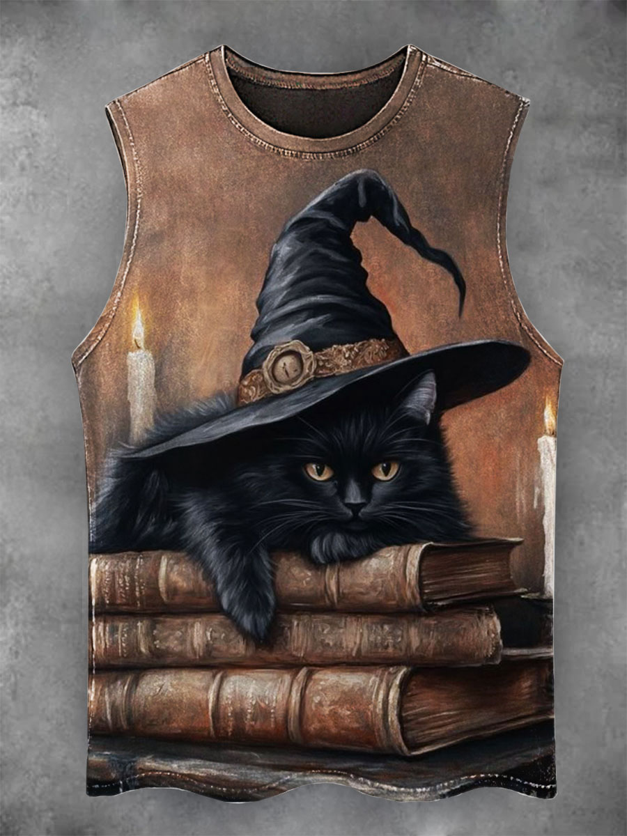 Cat Print Casual Tank Top