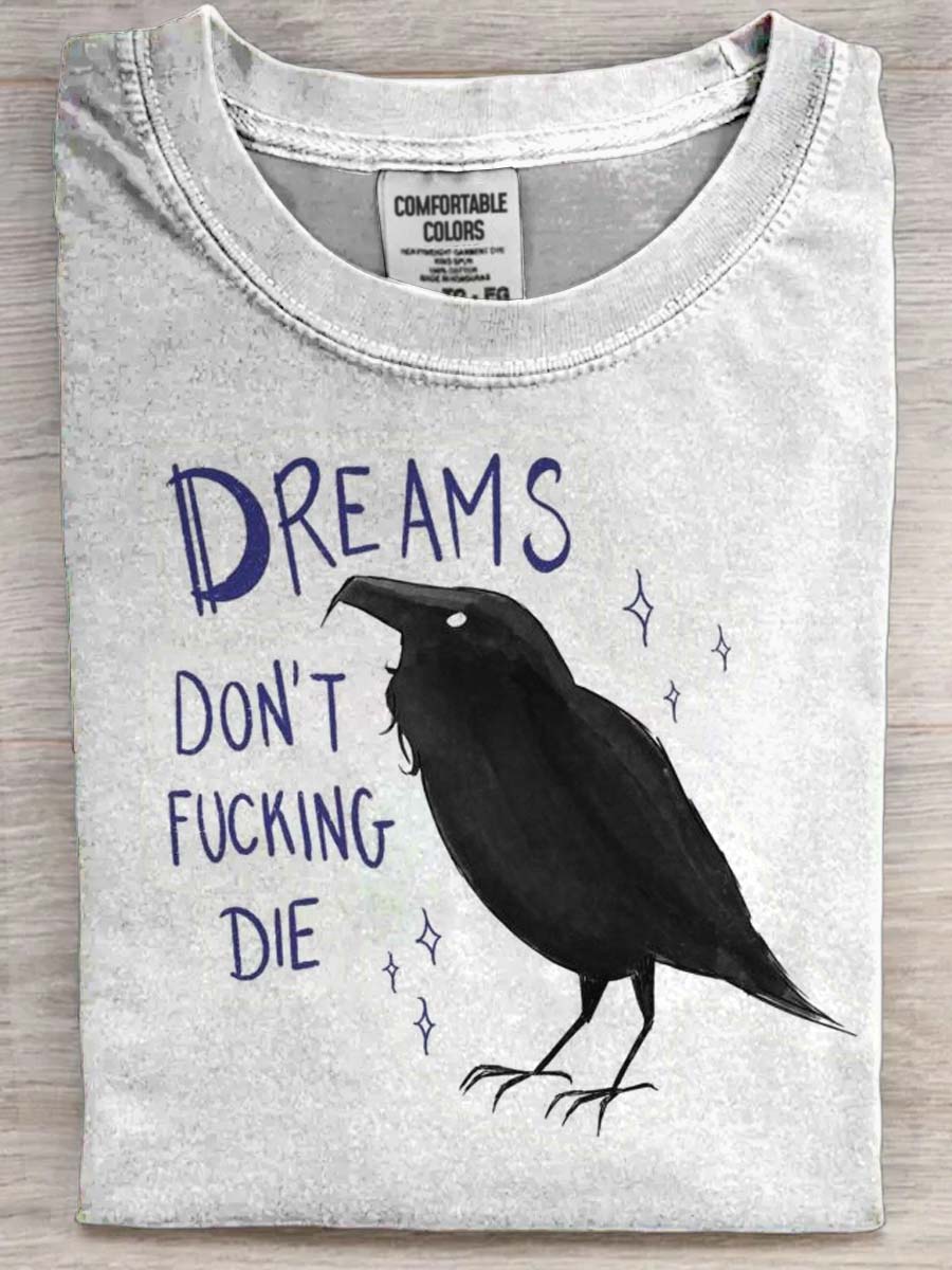 Funny Raven Print Casual Short Sleeve T-Shirt