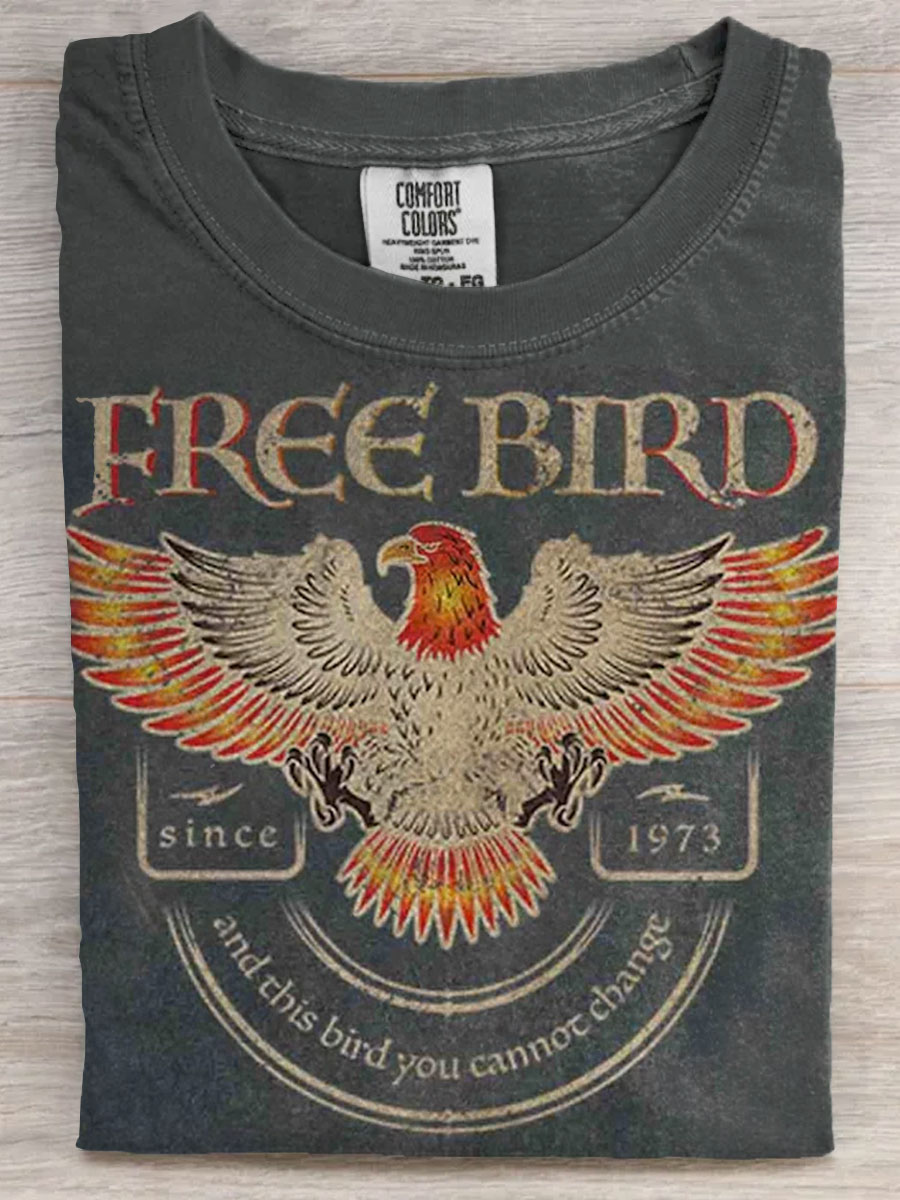 Vintage Bird Art Print Casaul Short Sleeve T-shirt