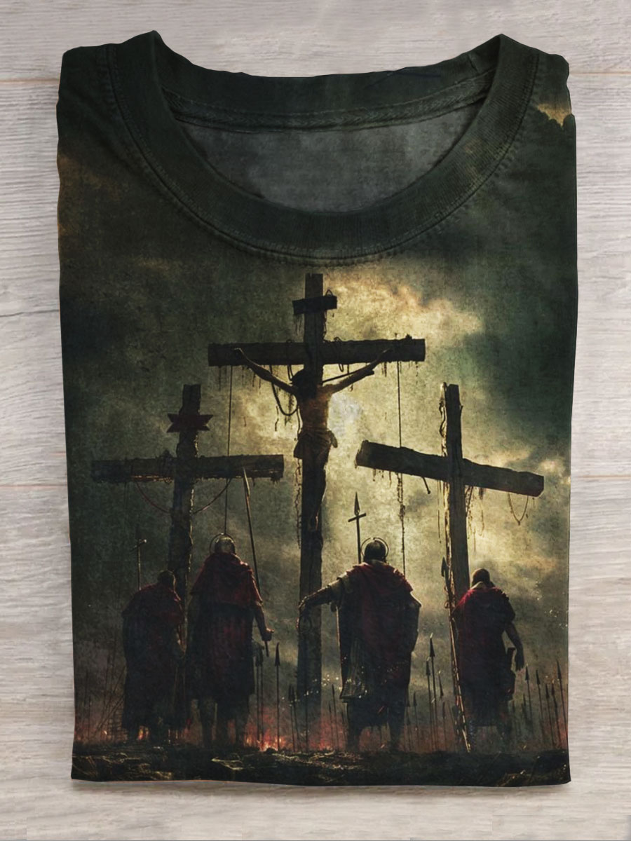 Dark Fantasy Print Casual Short Sleeve Top