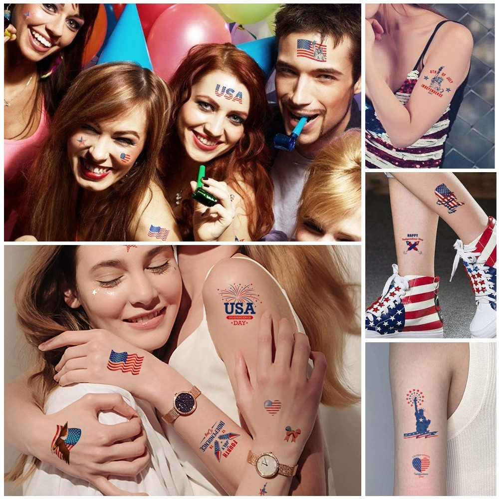 Patriot Independence Day Flag USA Tattoo Sticker