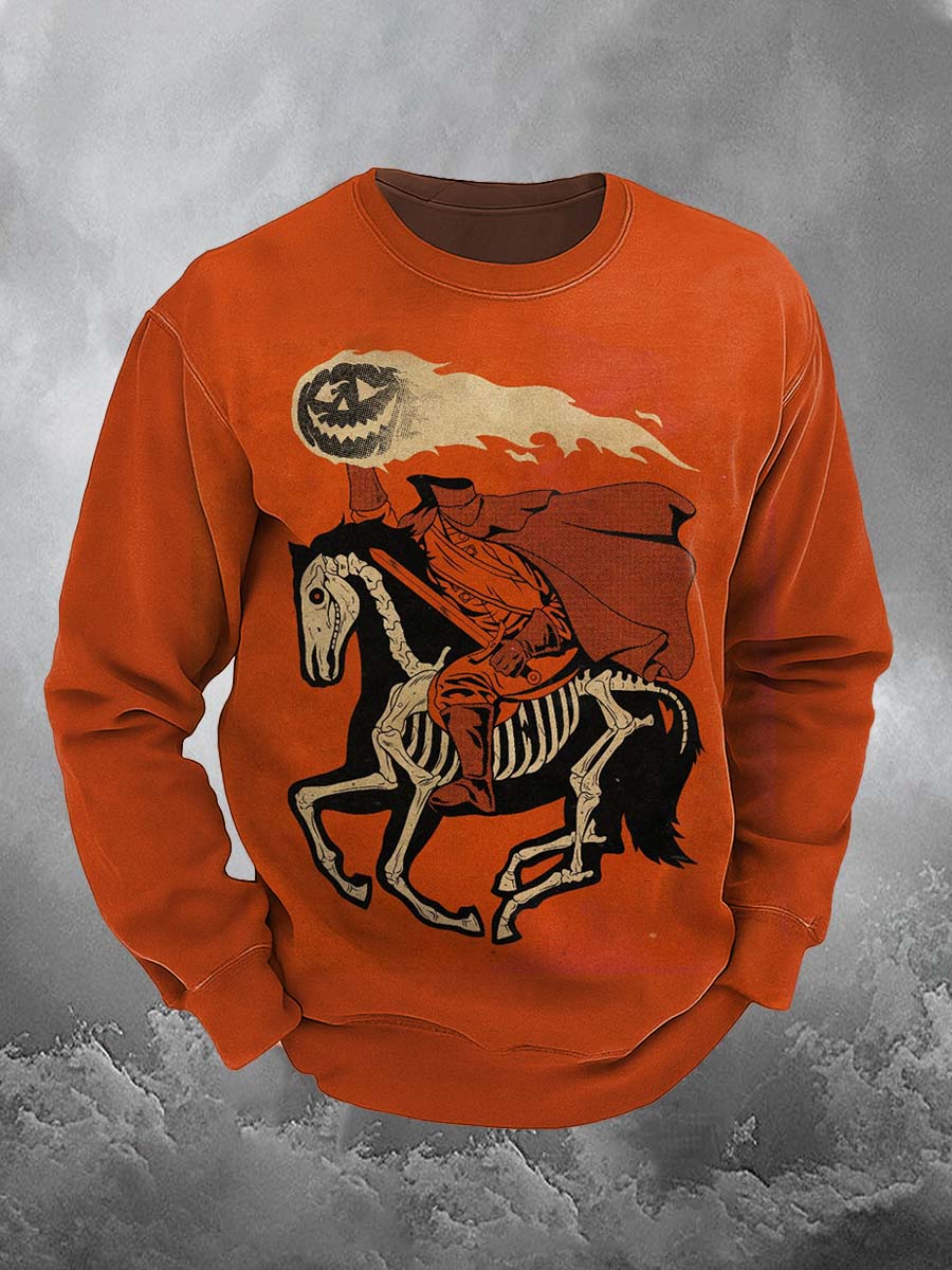Death Knight Pumpkin Head Demon Halloween Art Print Casual Sweatshirt