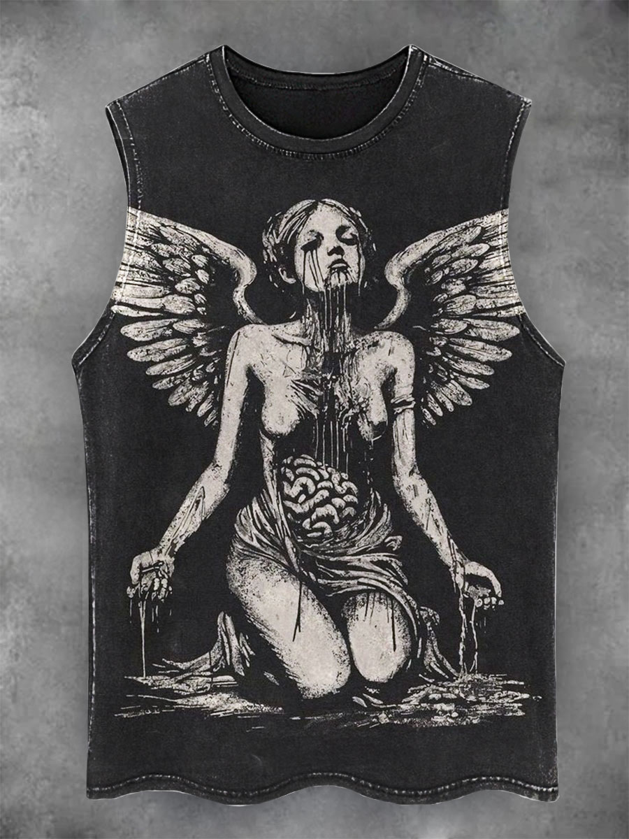 Dark Angel Print Casual Tank Top
