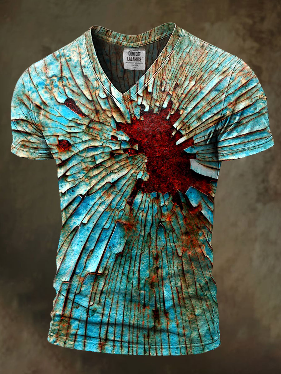 Rusted crack Art Print Casaul Short Sleeve V-neck T-shirt