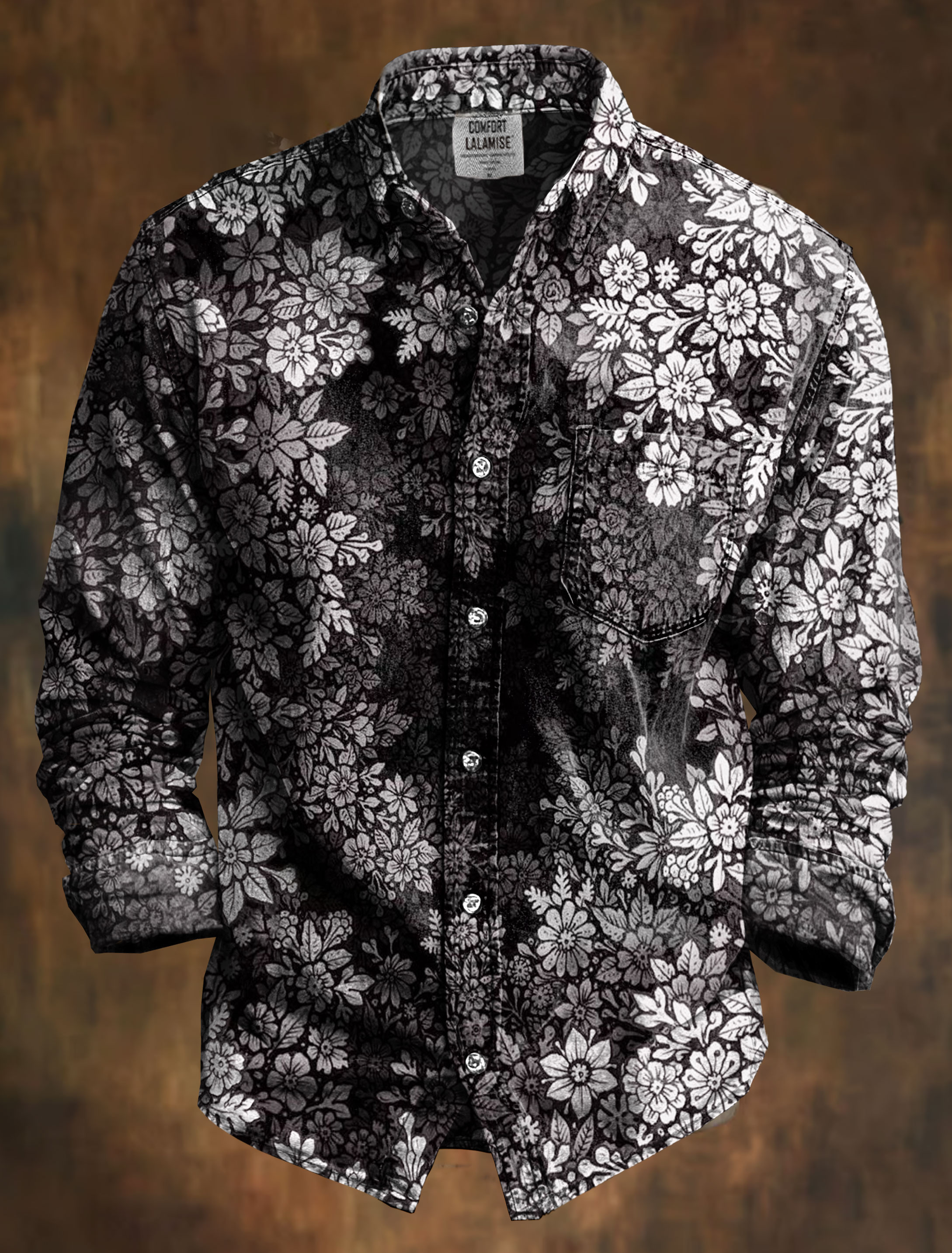 Vintage Art Print 100% Cotton Long Sleeve Shirt