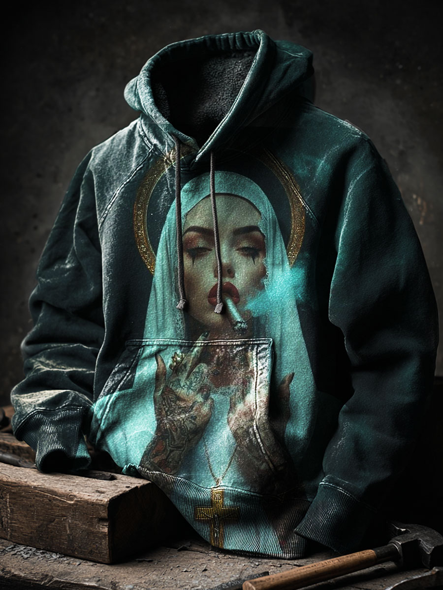 Nun Smokes Art Prints Casual Hoodie Sweatshirt