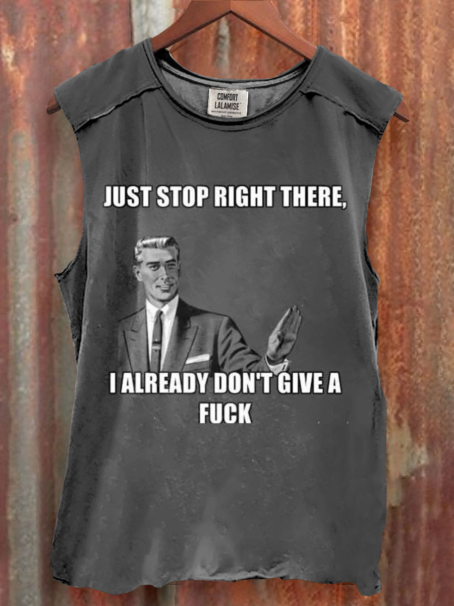 Vintage Funny Print 100% Cotton Casual Tank Top