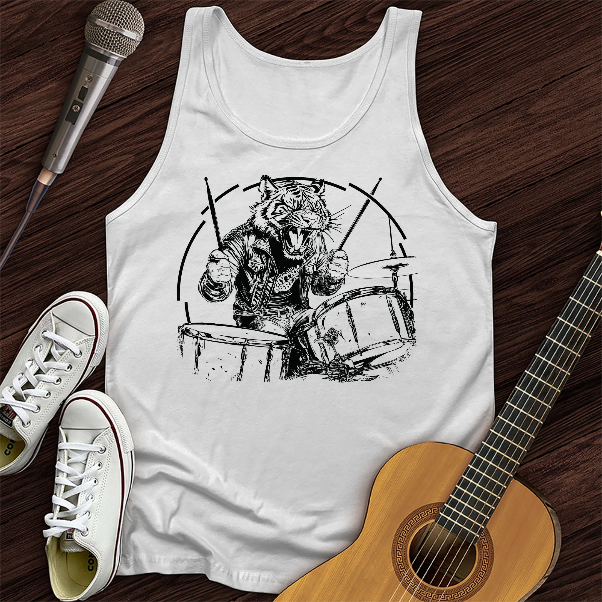 Tiger Drummer Unisex Tank Top