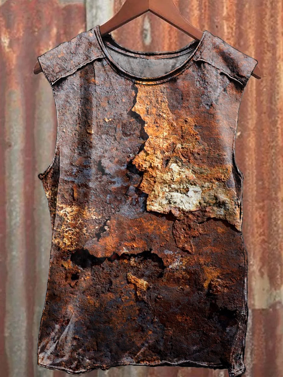Unisex Vintage Antique Rust Print Casual Sleeveless Tank Top