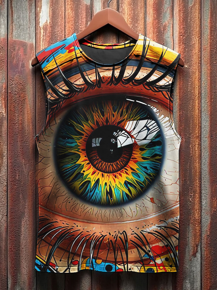 Eye Print 100% Cotton Casual Tank Top