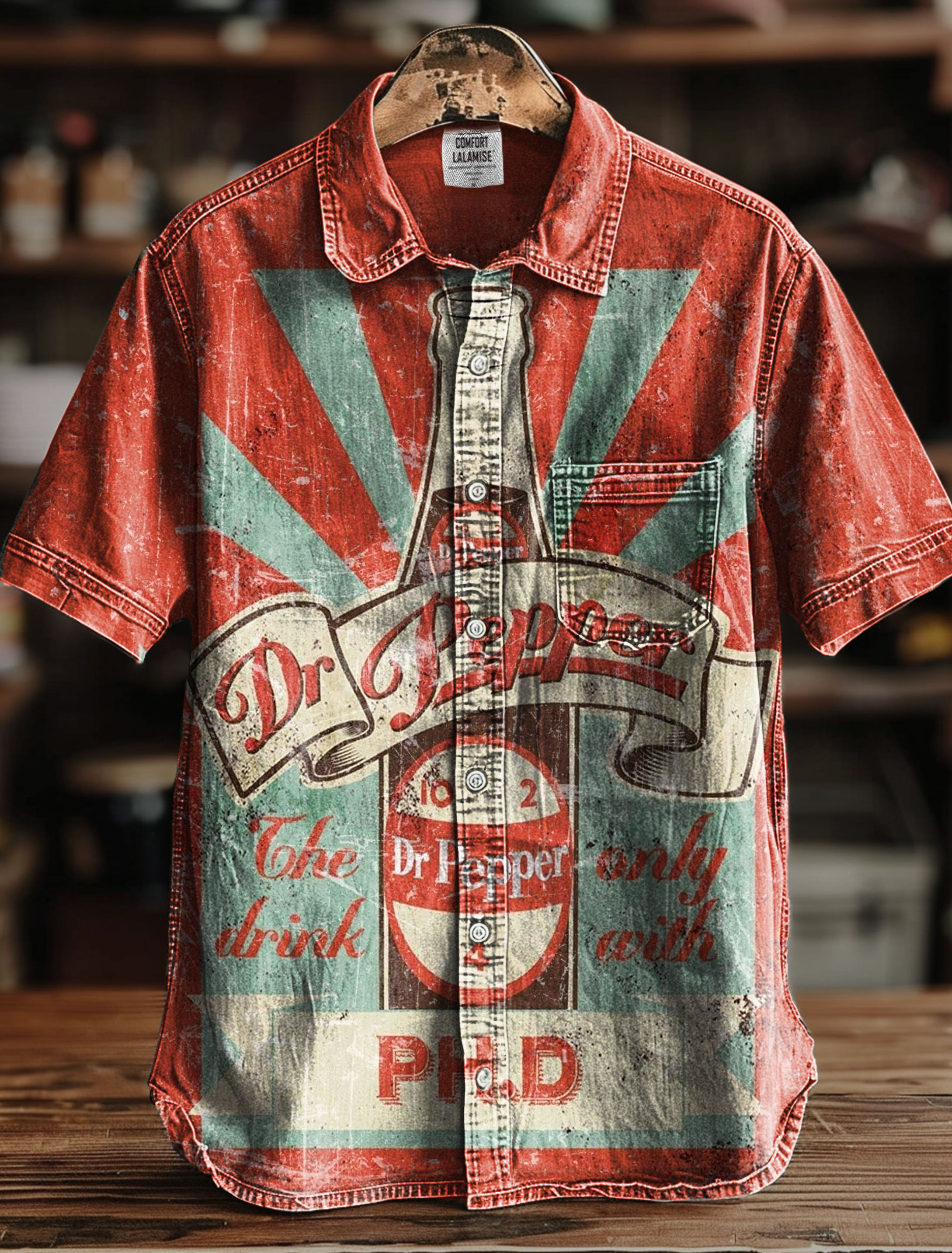 Vintage Print Casual 100% Cotton Shirt