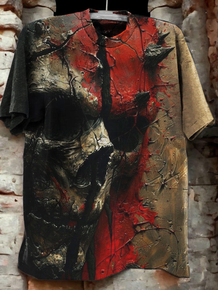 Dark Skull Print Casual T-shirt