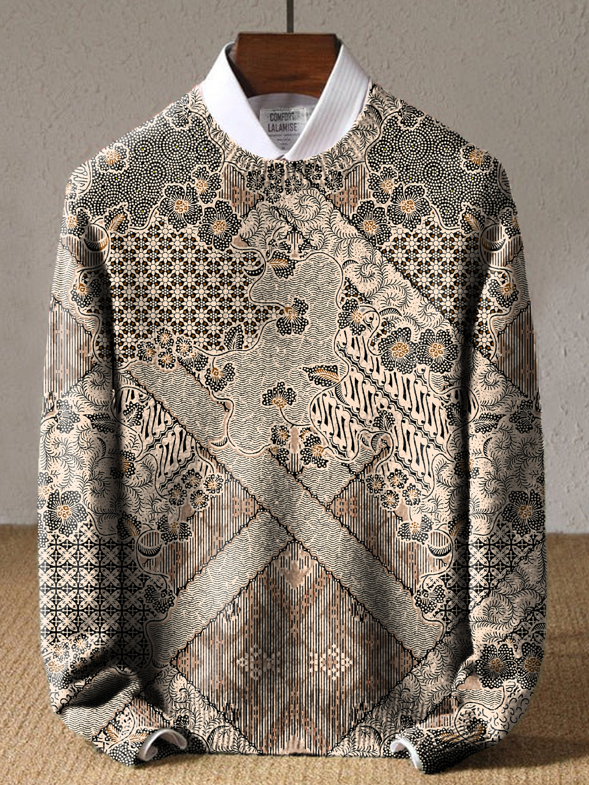 Vintage Abstract  Ethnic Totem Art Print Knit Pullover Sweater