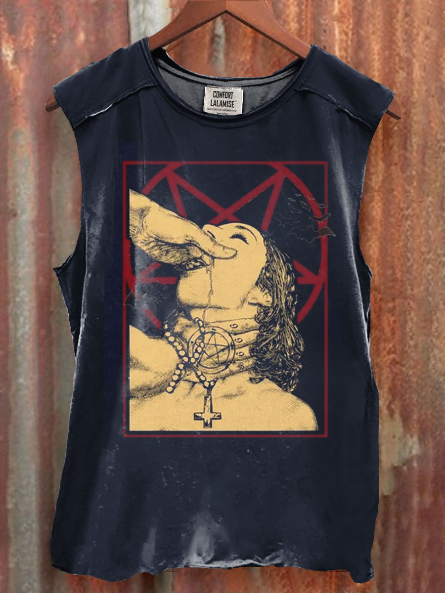 Choke me satan Vintage Print 100% Cotton Casual Tank Top