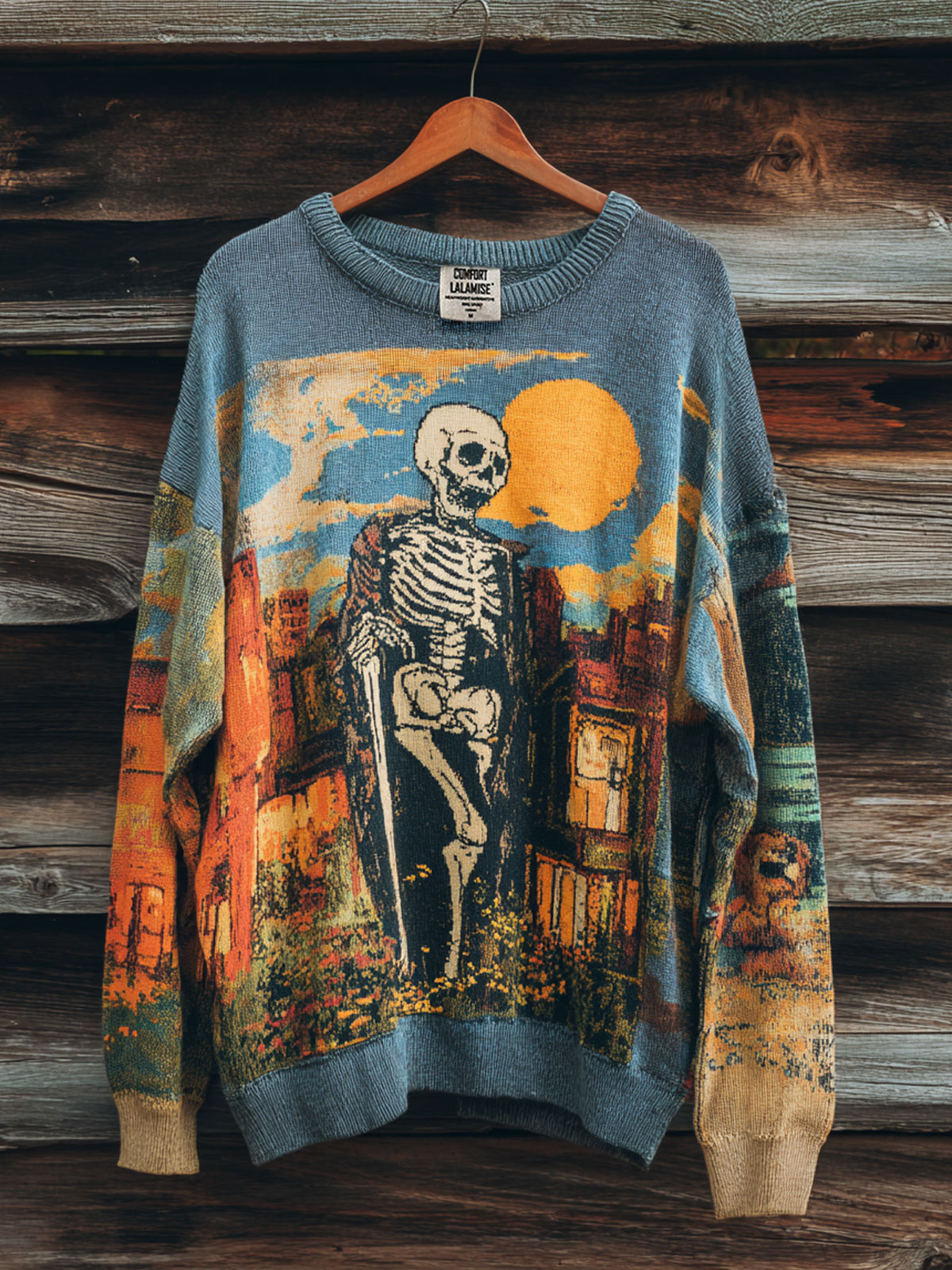 Sketlon Art Print Knit Pullover Sweater