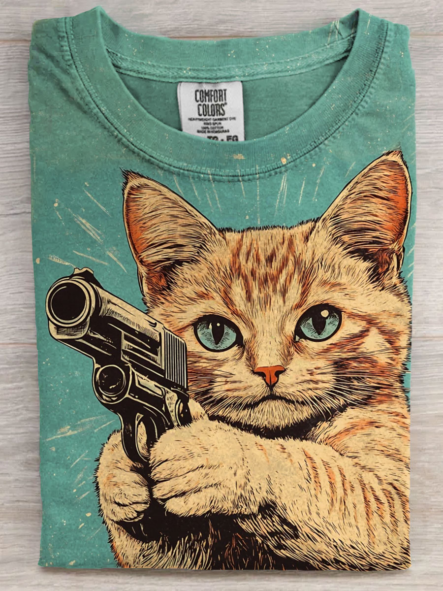 Funny Cat Art Casaul Short Sleeve T-shirt