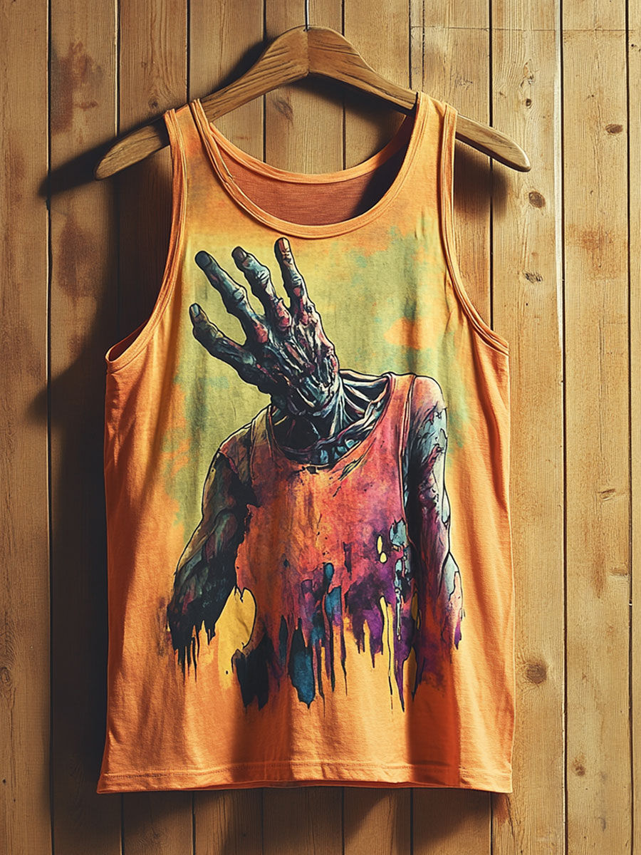 Vintage Print 100% Cotton Casual Tank Top