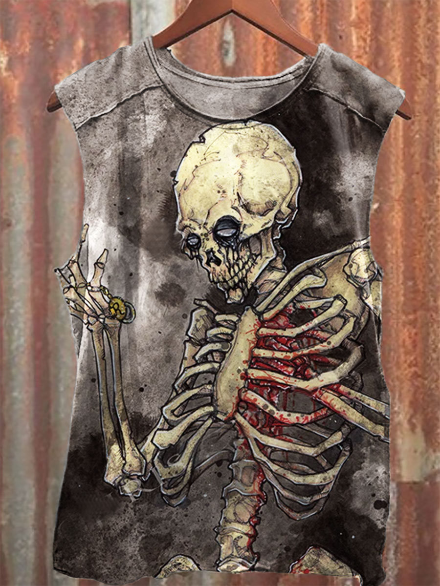 Horror Print 100% Cotton Casual Tank Top