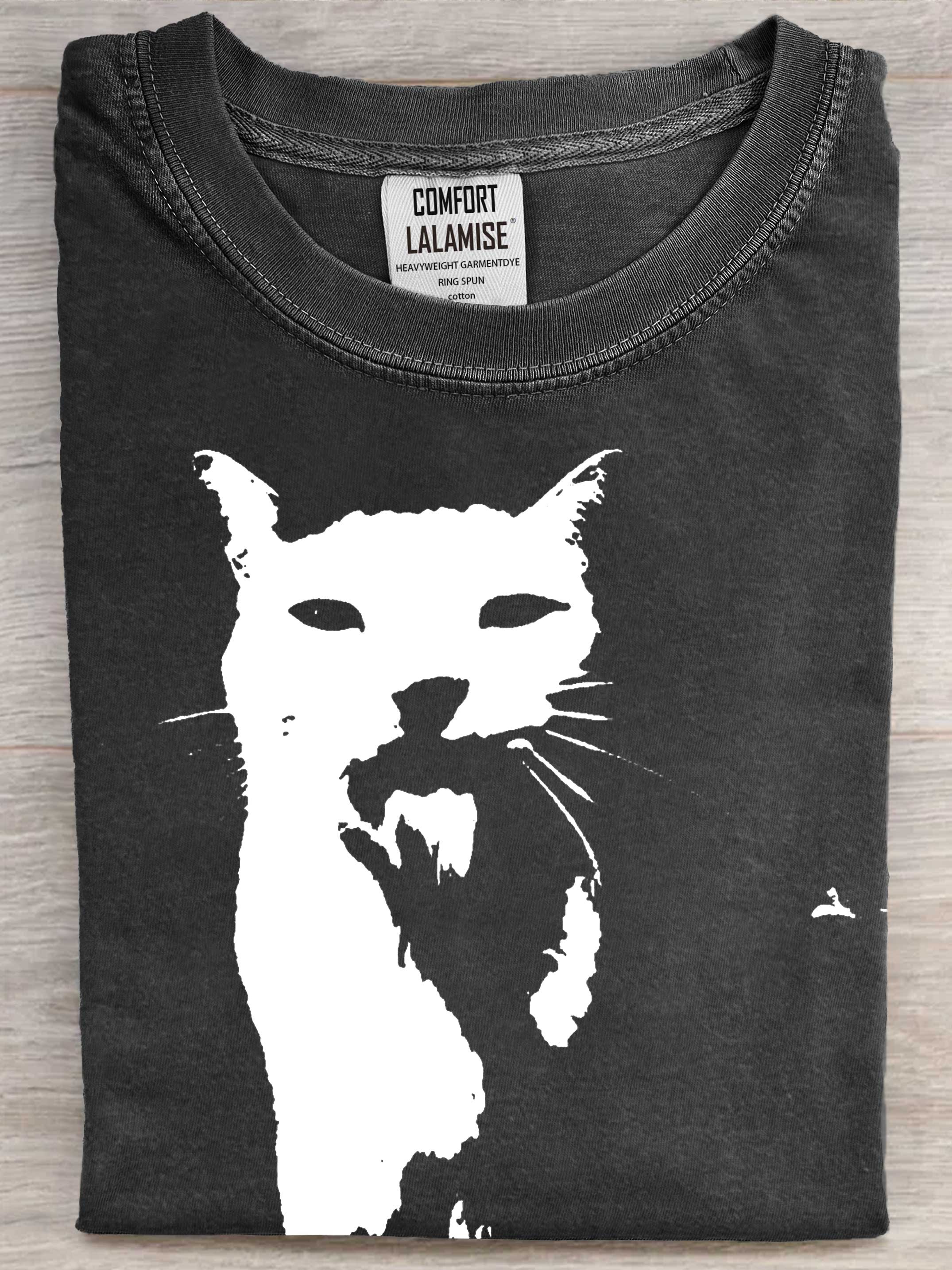 Cat In Dark Art Print Casaul Short Sleeve T-shirt