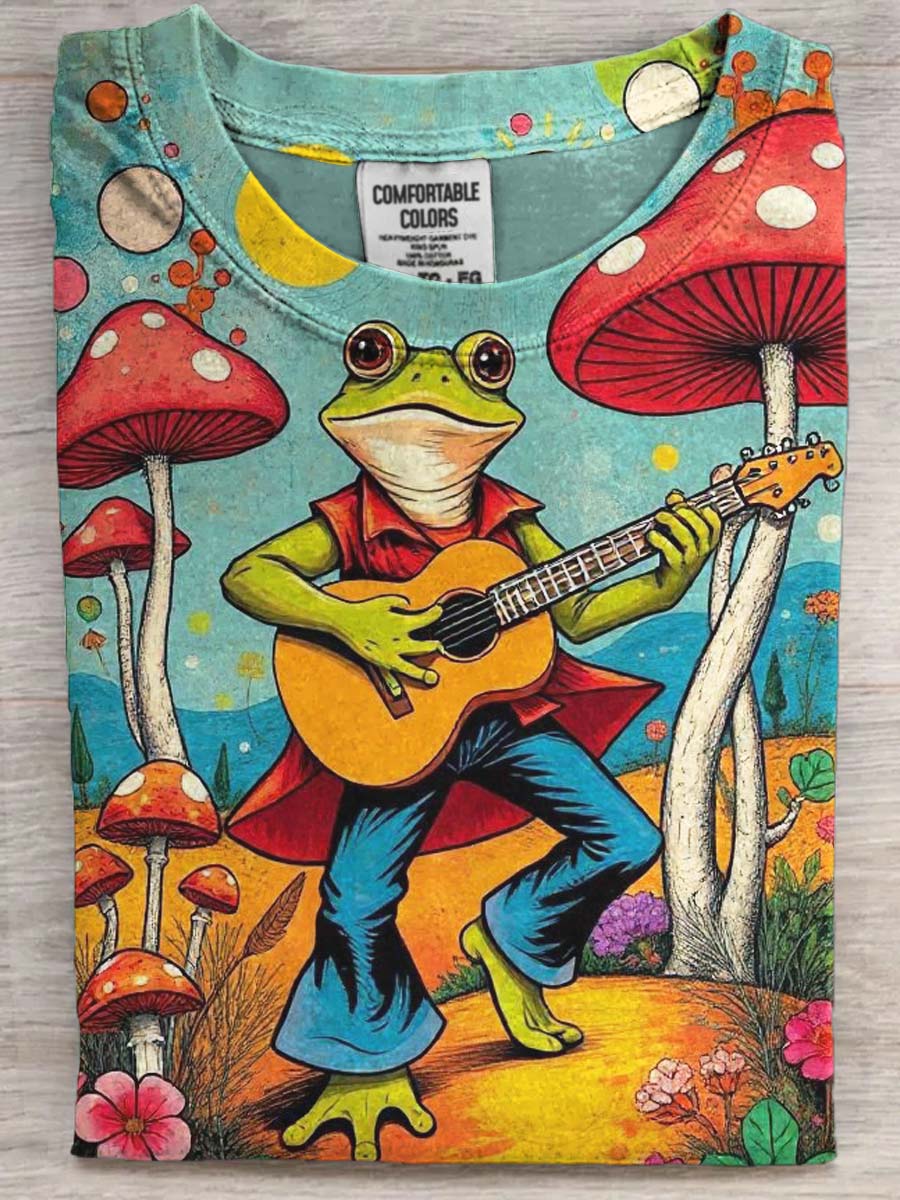 Fantasy Frog Print Casual Short Sleeve T-Shirt