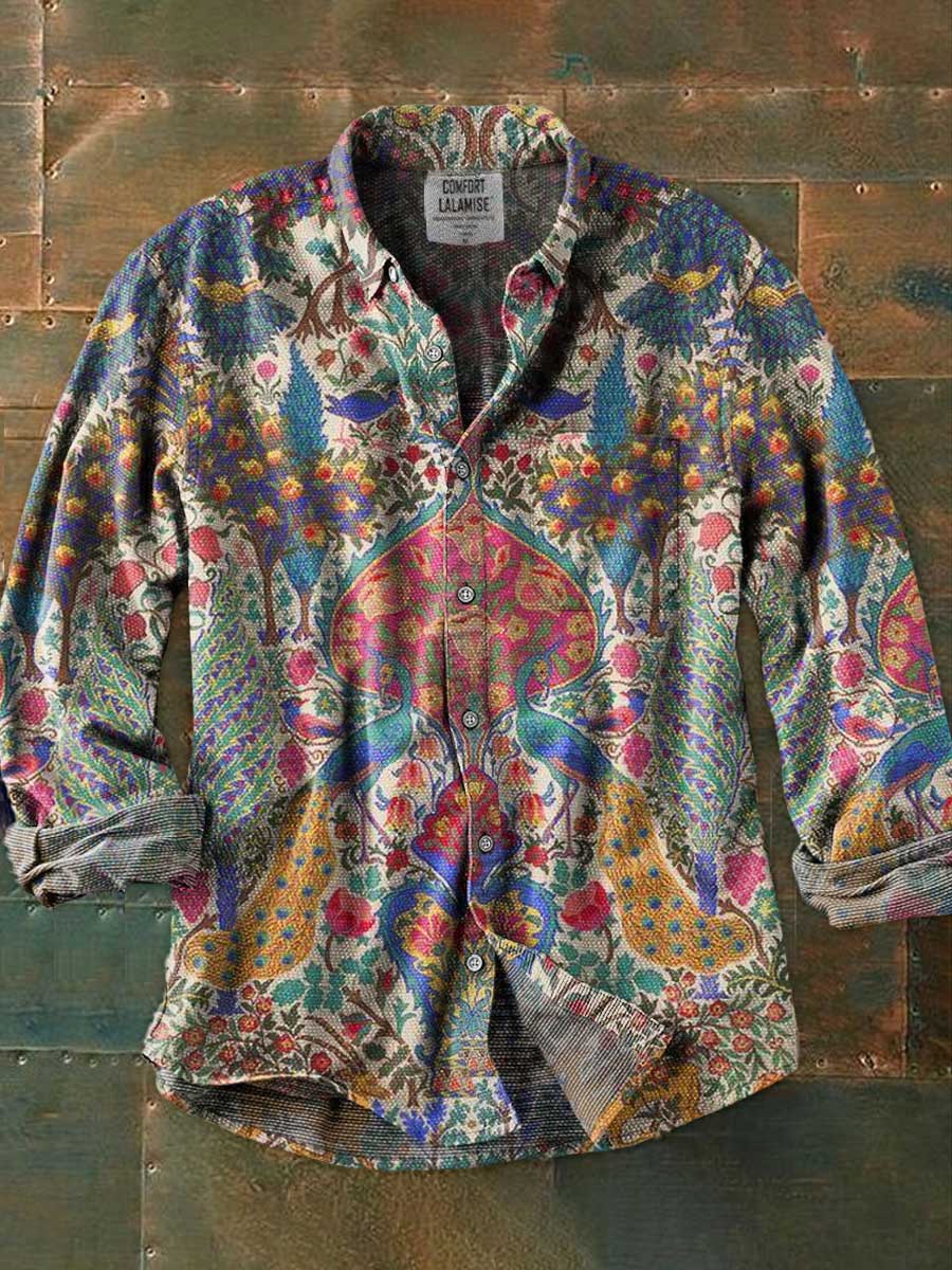Vintage Art Print 100% Cotton Long Sleeve Shirt