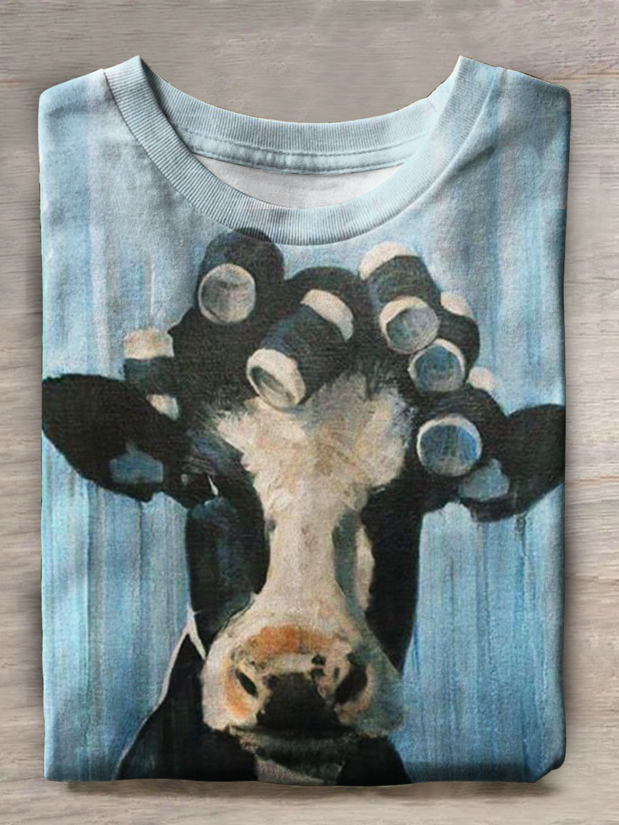 Cow Print Casual Short-sleeved T-shirt
