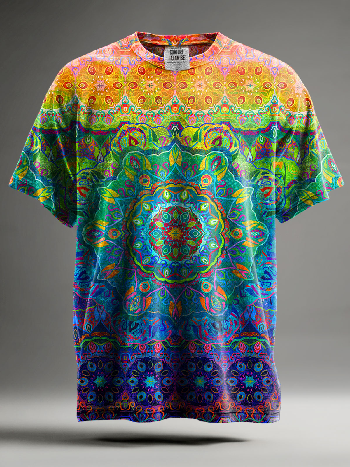 Faux Woven Rainbow Art Casaul Cotton Short Sleeve T-shirt