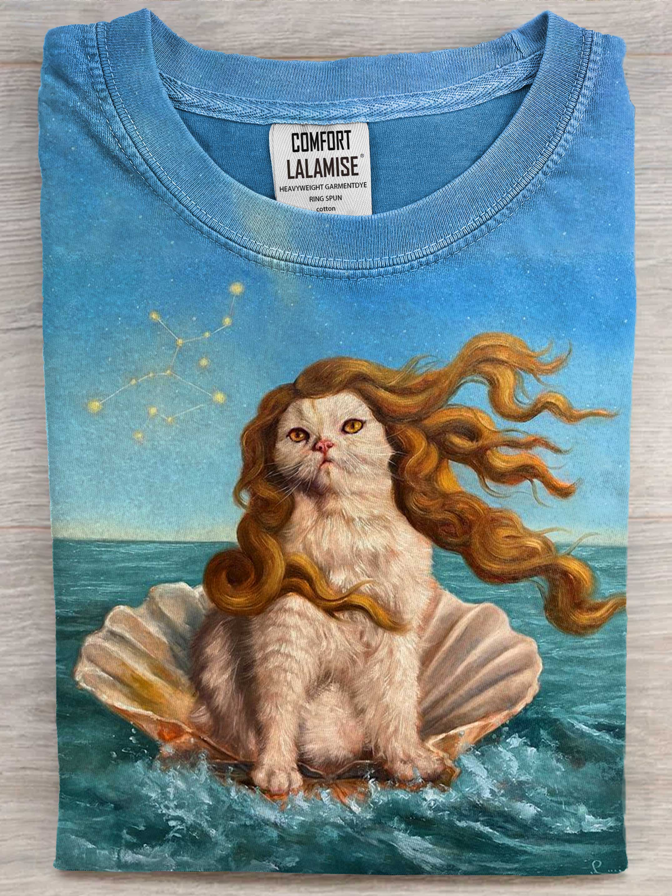 Funny Cat Art Print Casaul Cotton Short Sleeve T-shirt