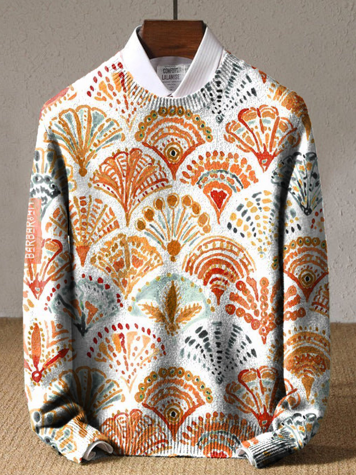 Vintage Abstract Ethnic Totem Art Print Knit Pullover Sweater