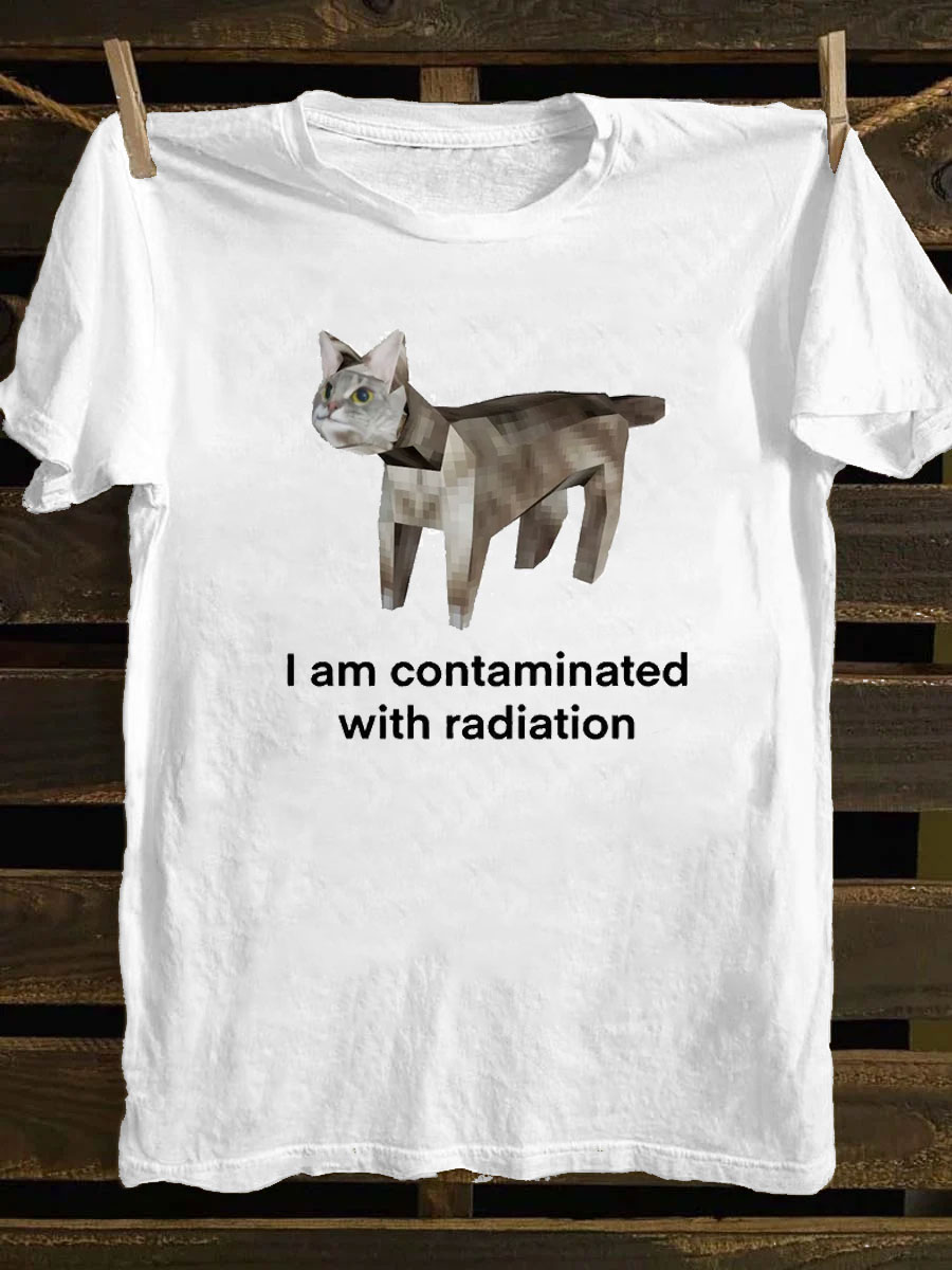 I Am Contaminated Funny Cat Meme Art Print Casual Short Sleeve T-shirt