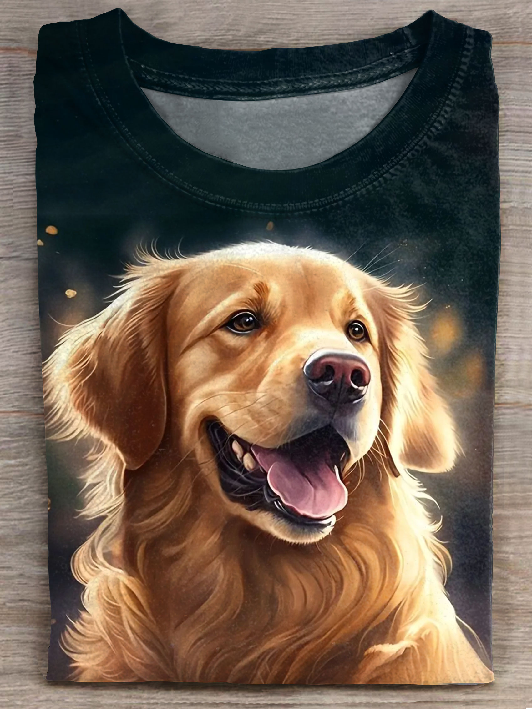Golden Dog Art Print Casaul Short Sleeve T-shirt