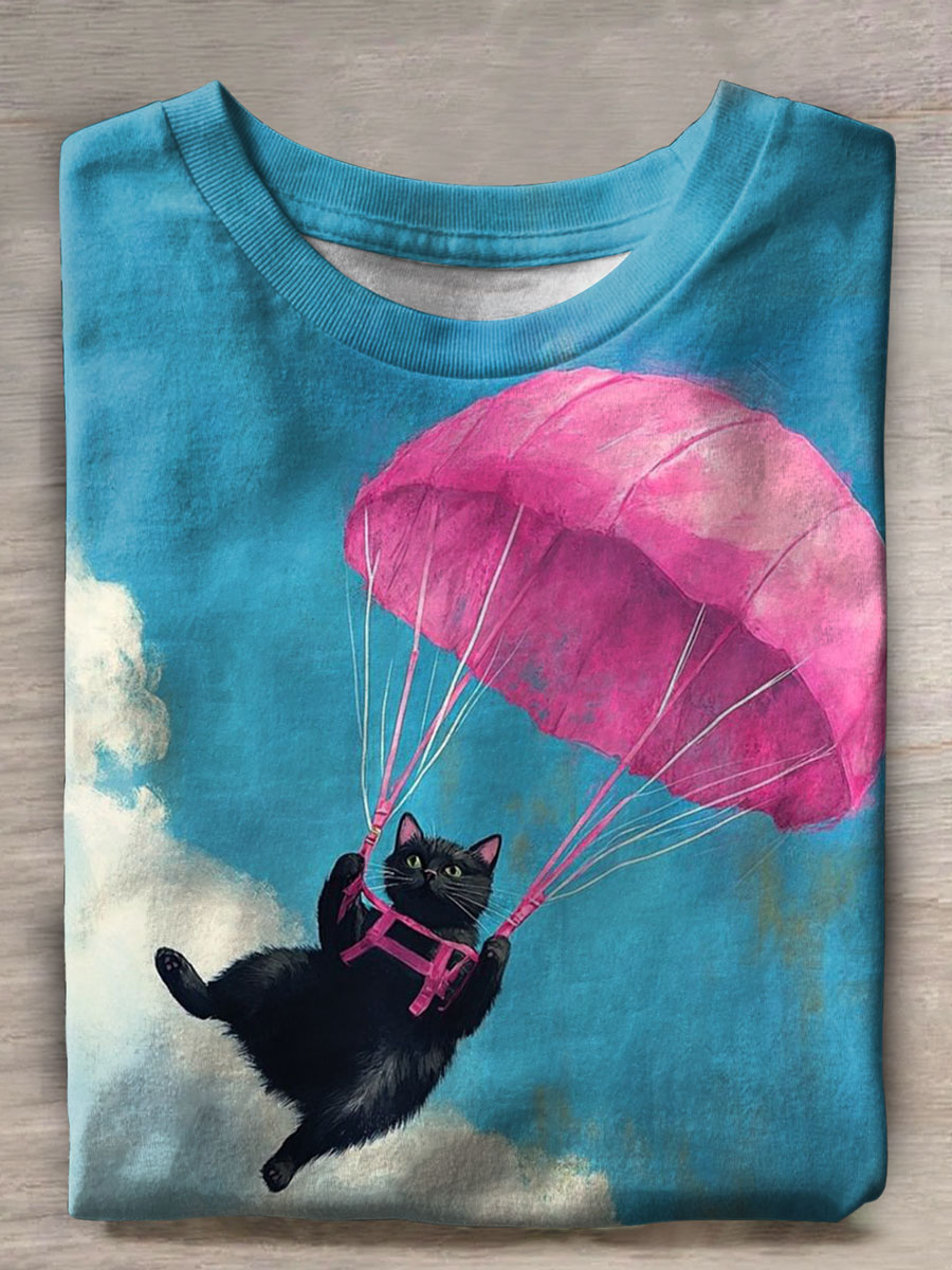 Cat Print Casual T-shirt