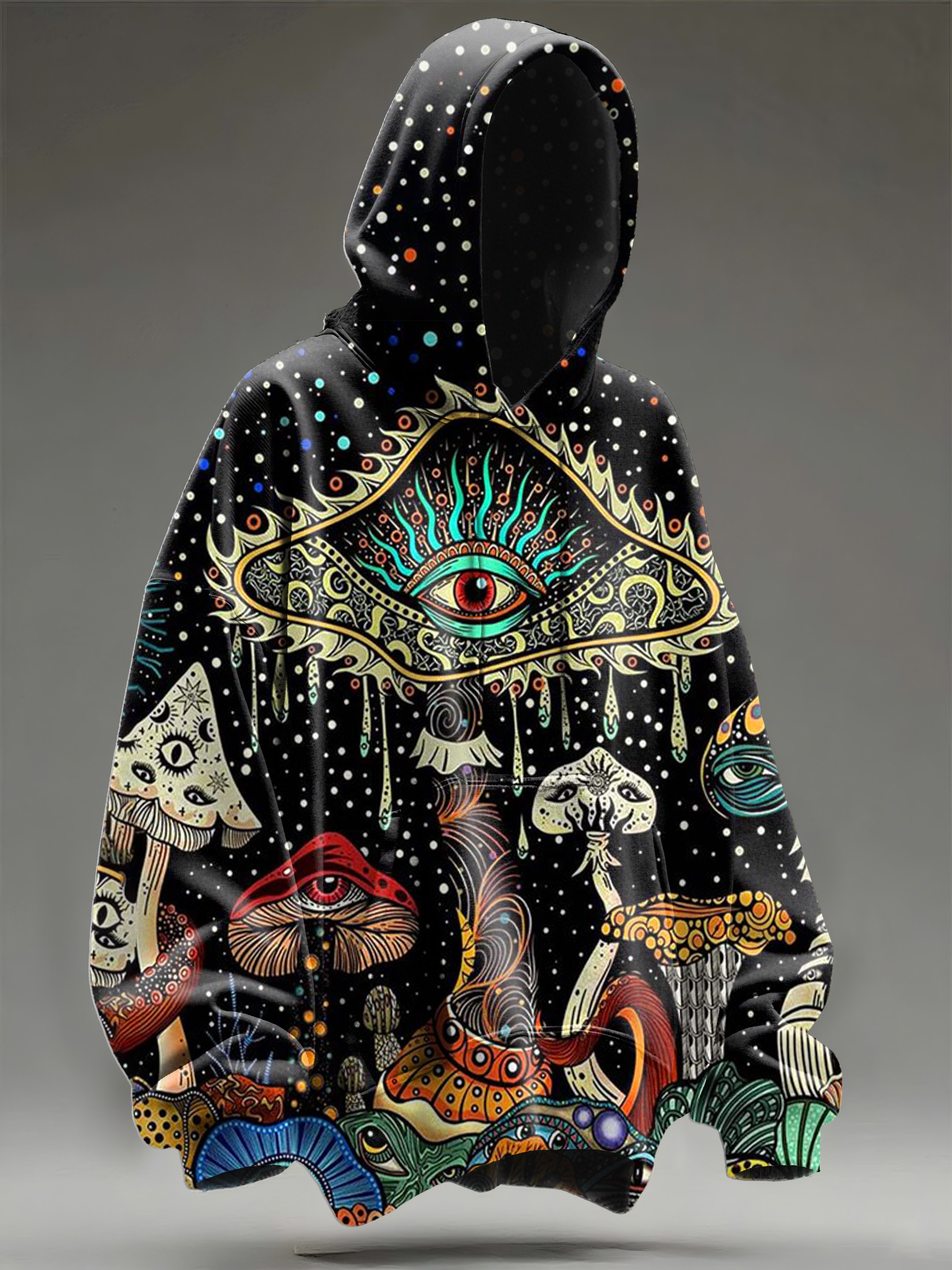 Vintage Tree of Life Mushroom Eyes Art Print Casual Hoodie Sweatshirt