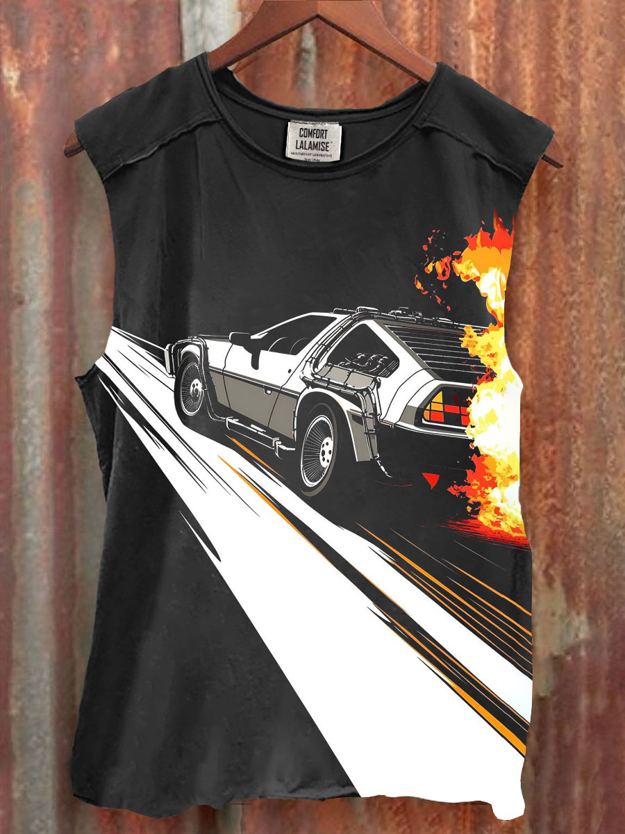 Drift Speed Car Art Print 100% Cotton Casual Tank Top