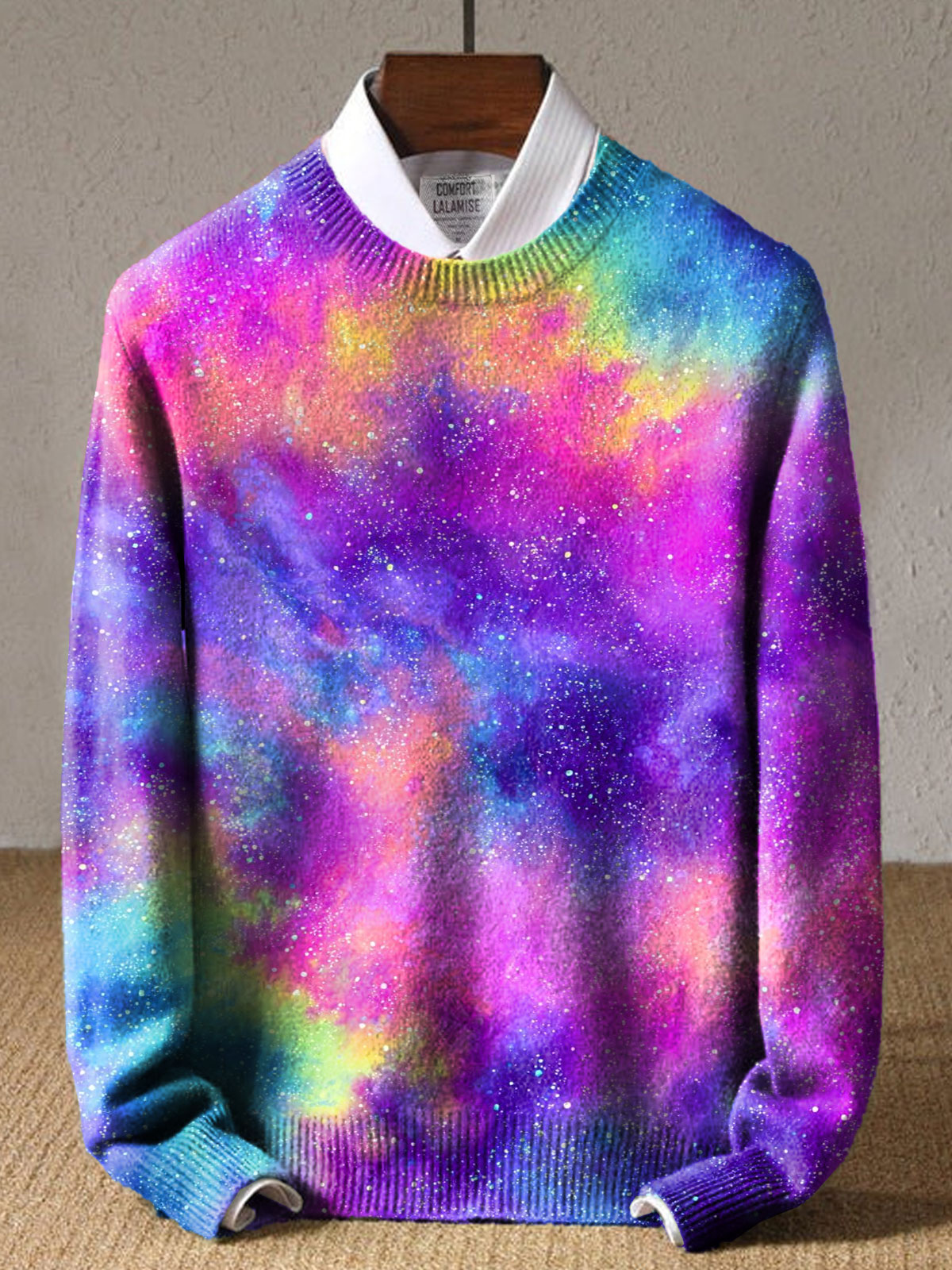 Extra Chill Tie-Dye Art Print Knit Pullover Sweater