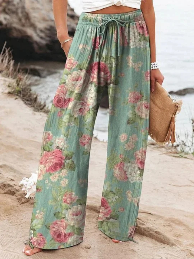Women's Vintage Floral Art Printed Casual Pants