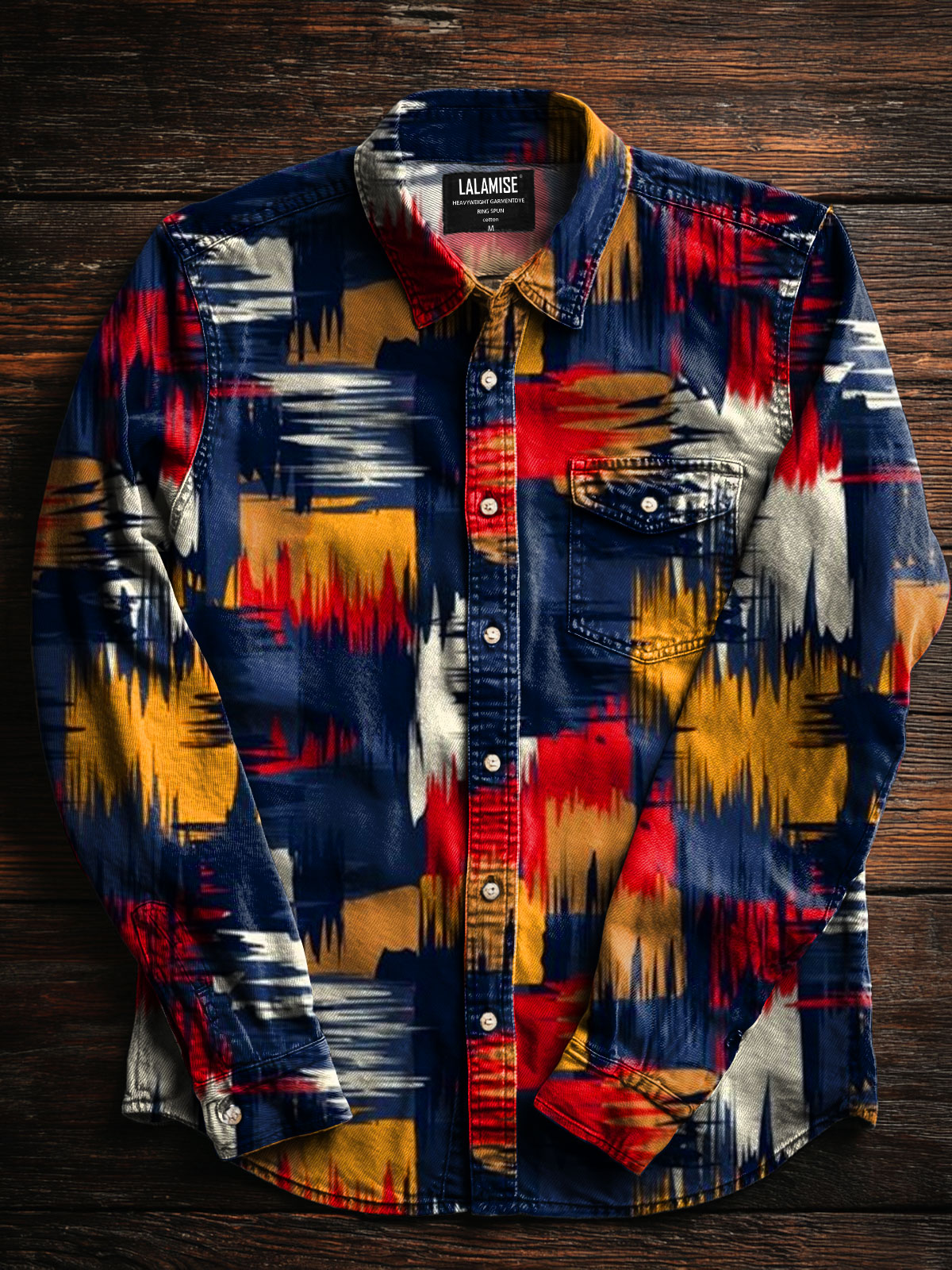Vintage Abstrct Art Print 100% Cotton Long Sleeve Shirt
