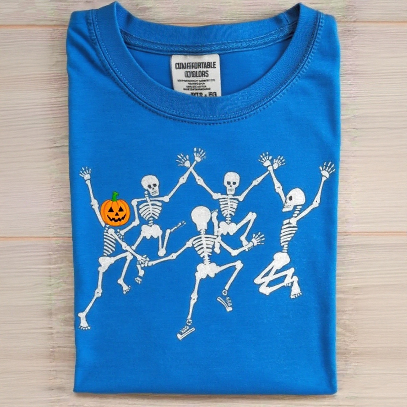 Halloween Pumpkin Skull Art Print Casual Cozy Short Sleeve T-Shirt